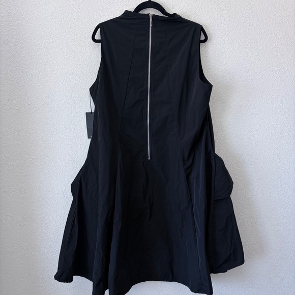 Sun Kim NWT Black Sleeveless Cutout Neck Oversize Pocket Midi Dress XL Structure - Picture 6 of 7